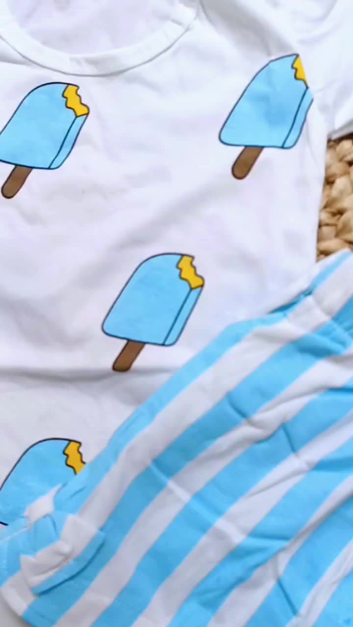 setelan baju anak perempuan ice cream / setelan baju dan celana 1 2 3 TAHUN pakaian baju anak murah
