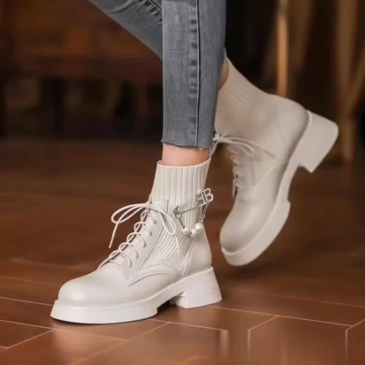 Sepatu Boots Wanita Kekinian Korea High Ankle Import – Fashion Boots Tali Casual Trendy S72