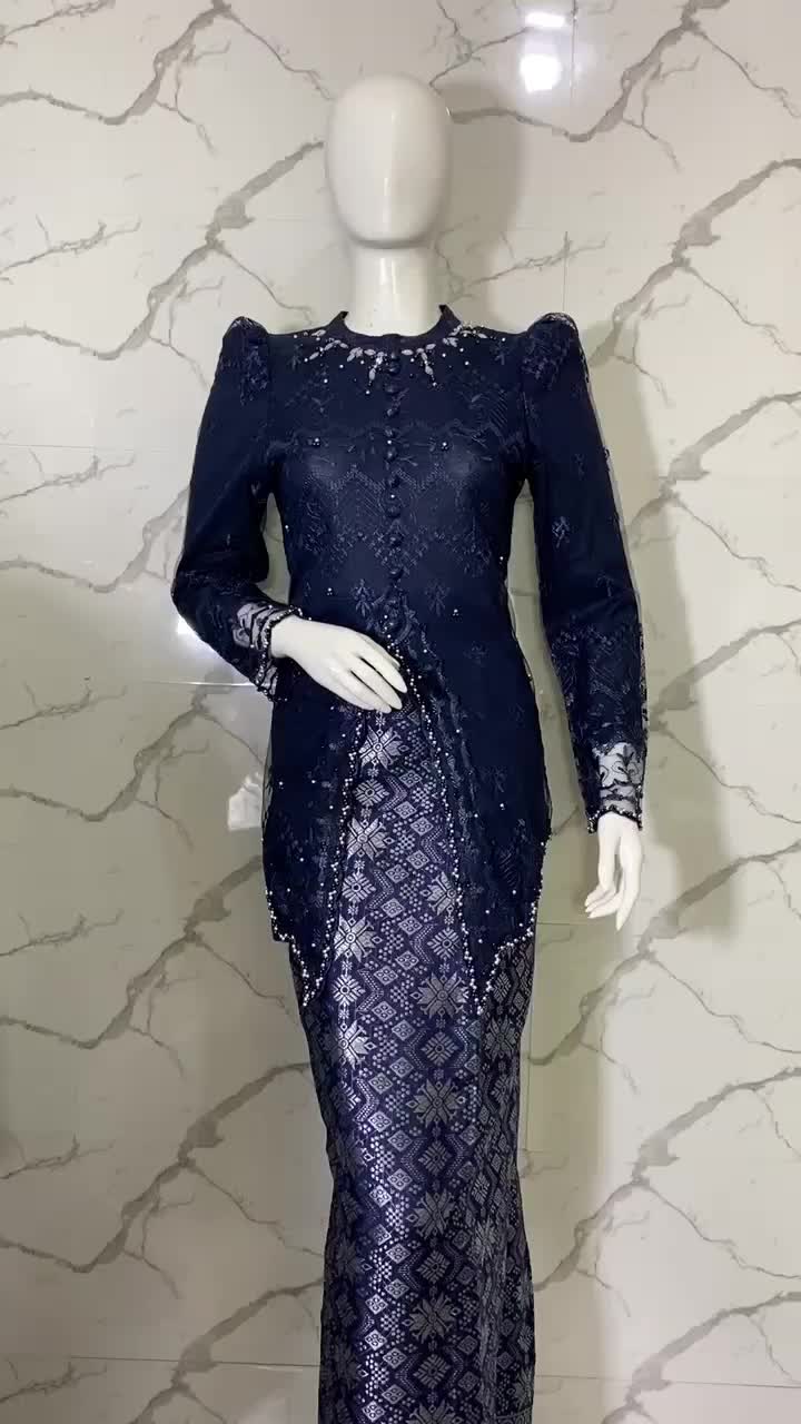 Nissa Collection Kebaya Aurora Baju Panjang Mewah Motif Brokat Wanita Kondangan Setelan Graduation Lamaran Pesta Tille Premium