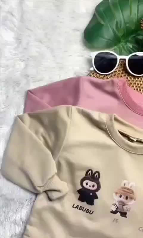Setelan anak labubu viral baju Crop celana joger cargo bahan baby terry usia 3-10 tahun Fashion