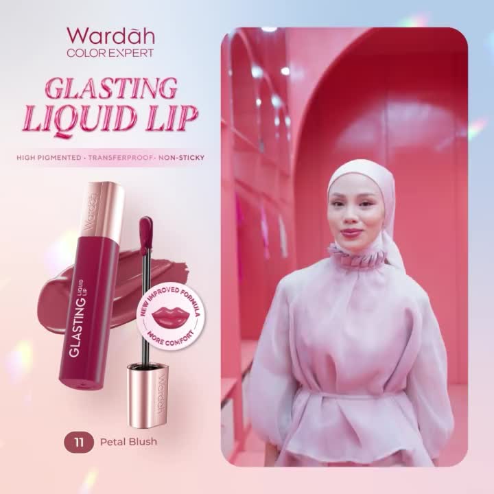 Wardah Glasting Liquid Lip - Hi-Pigmented Glass Color undertone Wardah glasting 04 Wanita Berry Peach Ombre Lipstick Gloss Mauve Lipgloss