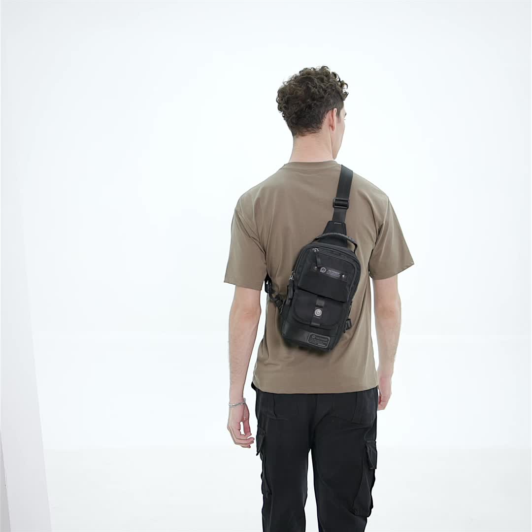 Freeknight Tas Selempang Pria Tas Casual Slingbag Cowok Multifungsi Tas Fashion Kekinian Anti Air Waistbag Hitam TS743