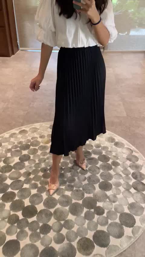 HNGK Rok Plisket Payung Flare Pleated Skirt Midi (04) Wanita Casual