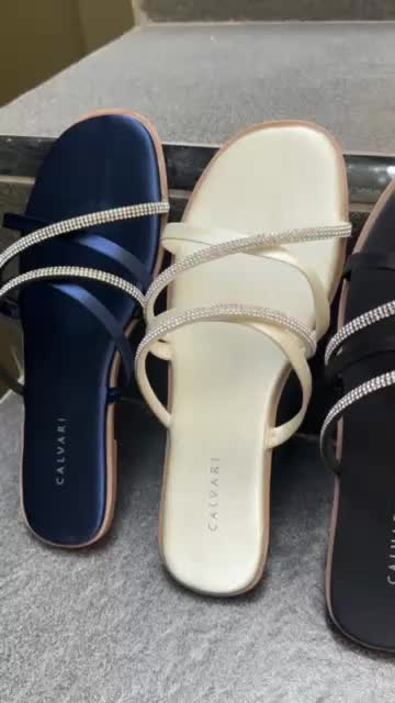 CALVARI ELVA Sandal Wanita Korea Teplek Casual Kekinian Size 36-40 Sendal Flat Cewek Kasual Bahan Satin Sutra Anti-Slip TPR Rubber COD Pengiriman Cepat Garansi Tukar - Jelly