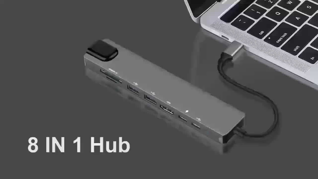 MXT 8in1 USB HUB 3.0 Type C Ke Usb Converter adapter USB HUB Type-C to USB*4+SD+TF Card Reader+3.5mm Audio Converter adapter