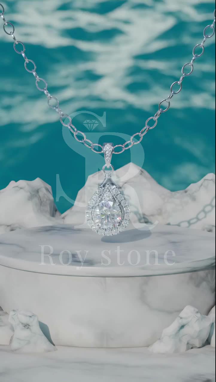 RoyStone - Kalung Blossom Necklace Wanita Perhiasan Moissanite Sertifikat GRA Original Lapis Emas 18K