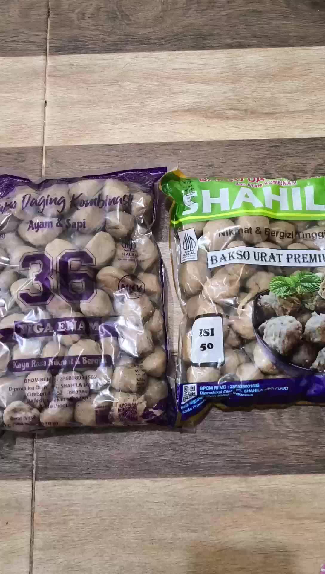 Bakso Urat Shahila Premium Isi 50 dan Bakso Daging Kombinasi Ayam dan Sapi Isi 100 Butir - Frozen, Food Makanan Instan Odeng Ikan