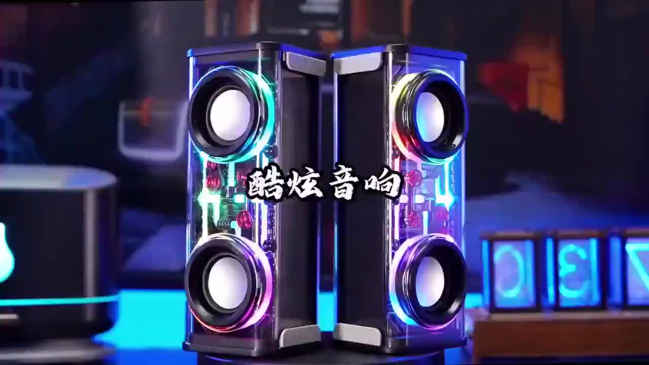 MAYY Mecha speaker bluetooth subwoofer meriam baja kecil transparan V8 audio portabel nirkabel 13W Tws Wireless