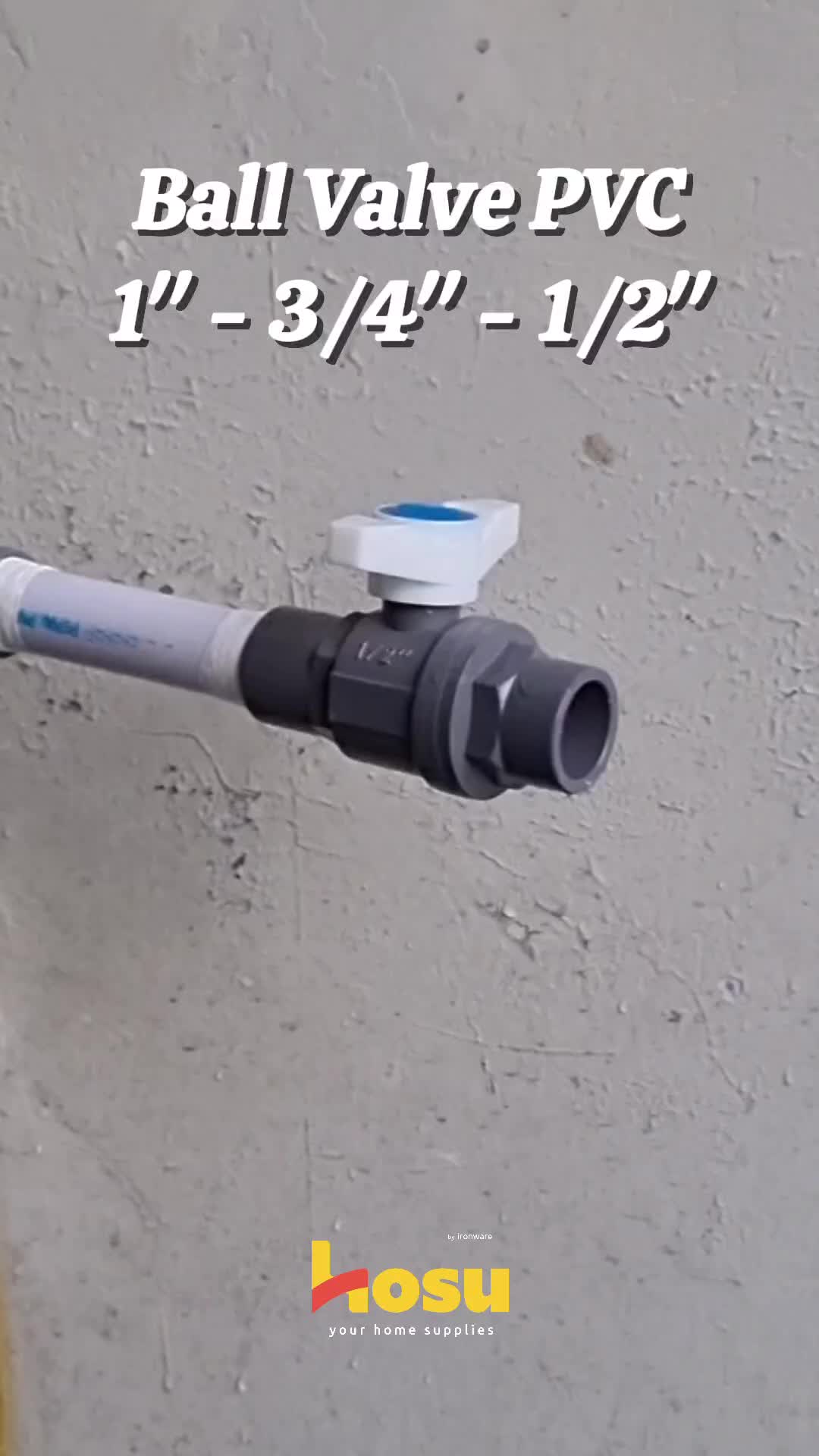 Ballvalve PVC 1/2" 3/4" 1" Inch Stop Kran Ball Valve Gagang Plastik Stop Keran Air Pipa PVC Polos Stop Kran Air Drat Dalam