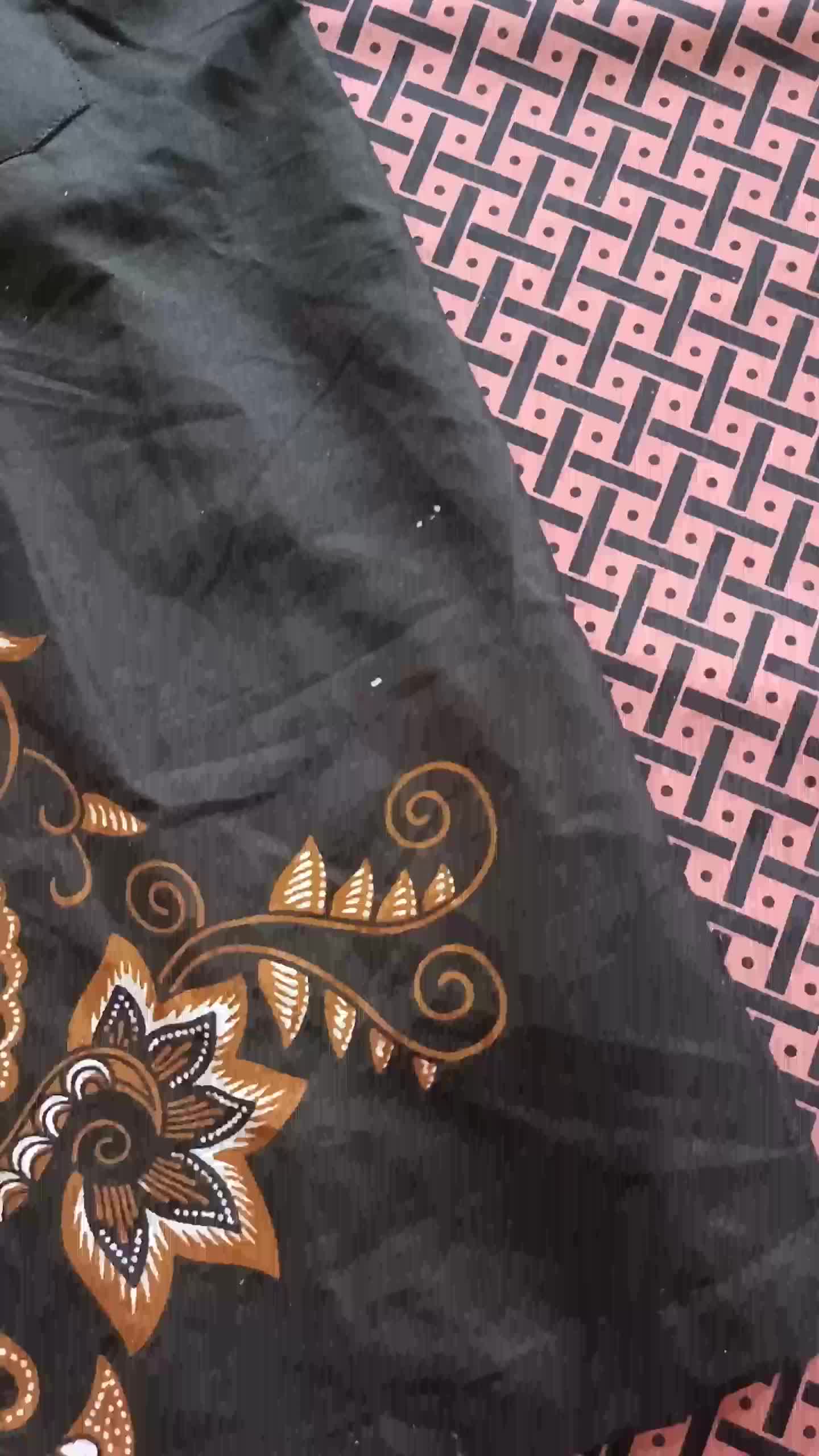 BAJU BATIK PRIA LENGAN PENDEK~KEMEJA BATIK MOTIF KUJANG COKLAT Hitam Katun Panjang Hem Formal  Pekalongan