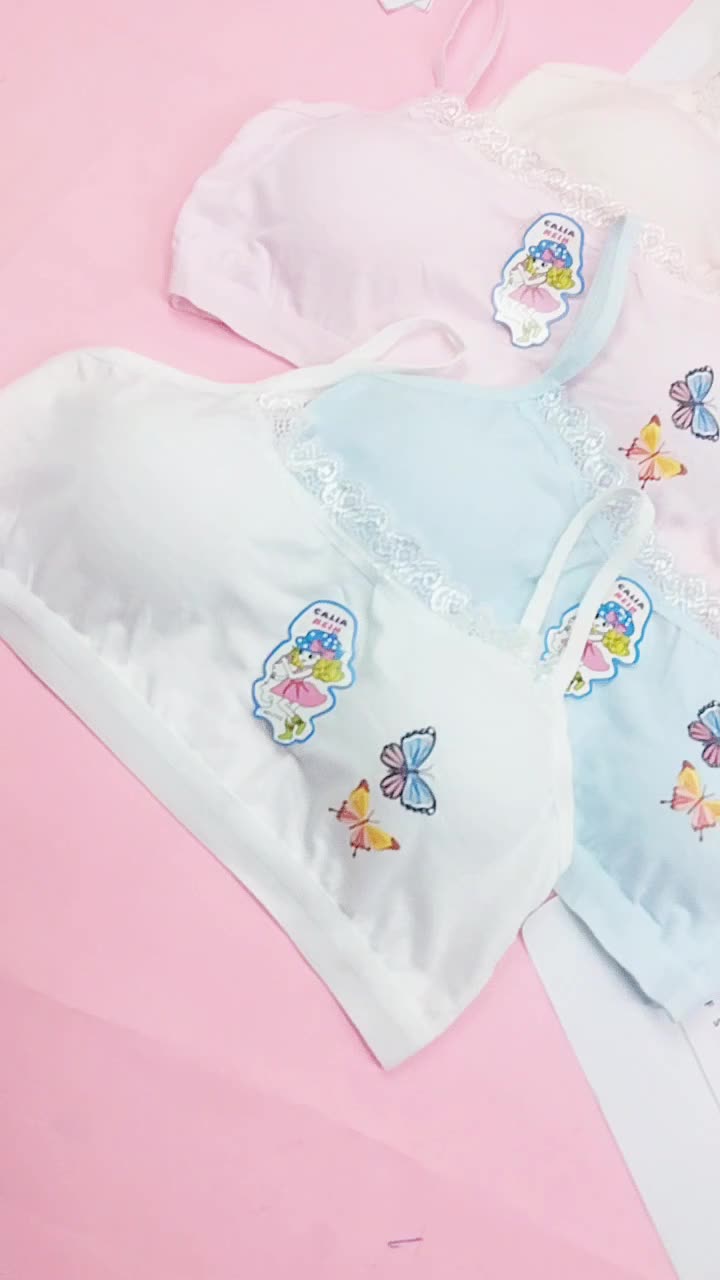 MINA ISI 3 PCS Miniset Anak SD / SMP Remaja Abg Ada Busa bisa lepas pasang Motif Kupu Kupu Girly Imut Lucu 7112 Fashion