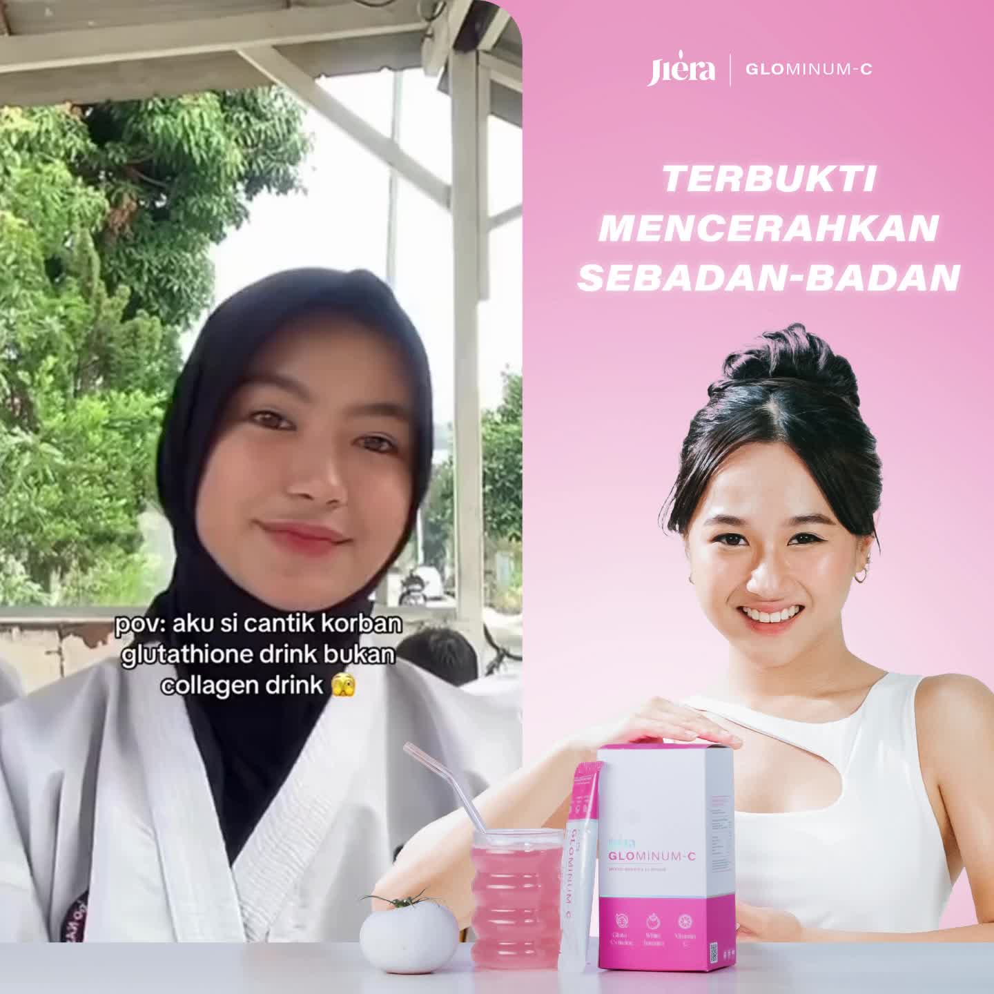 JIERA [PAKET PENCERAH LUAR DALAM] WB Dosting Serum + Glominum-C Drink 1BOX / With Tone Up Effect / Peach Color Correction / 5% Niacinamide 3% Tranexamic Acid / Membantu Mencerahkan Melembutkan Kulit, Menghilangkan Bekas Jerawat