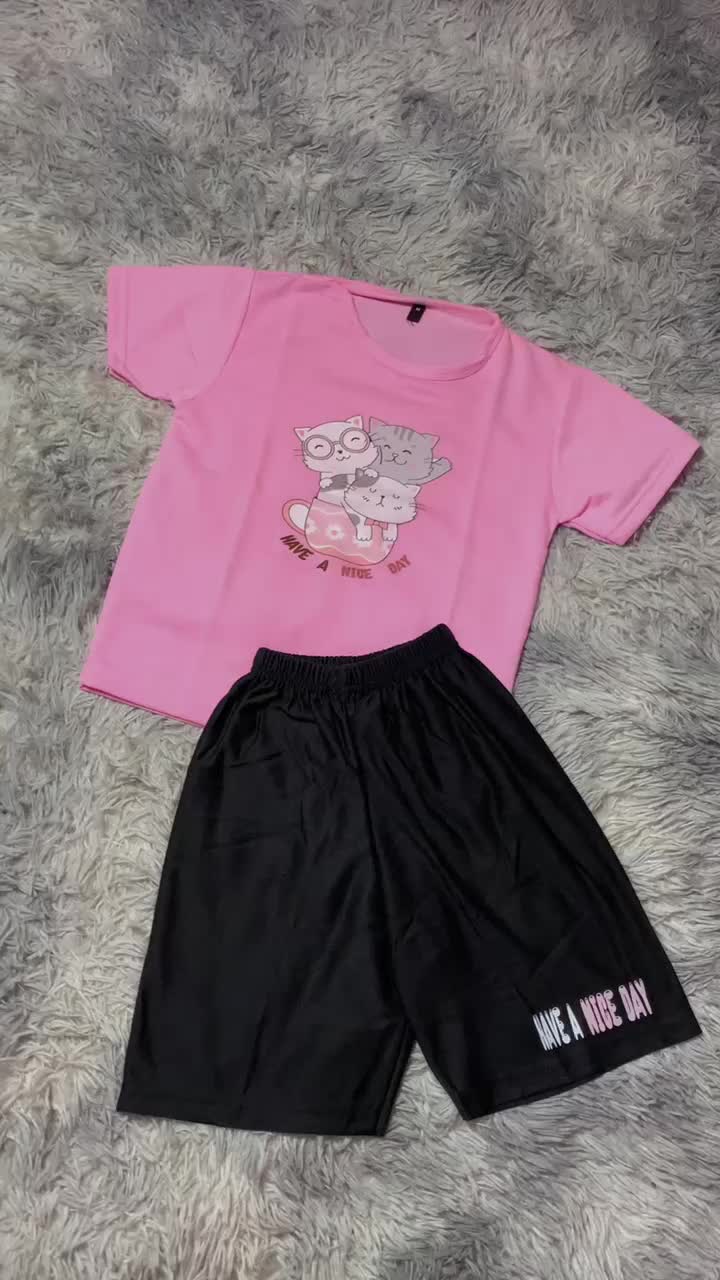 Setelan Anak Perempuan dan Laki Laki - Baju Anak Unisex - Pakaian Kaos dan Celana Fashion Motif NICE DAY Usia 5-15 Tahun [BISA COD]