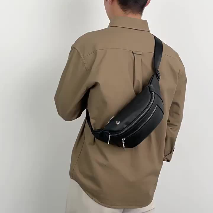 DM Waistbag Tas Pinggang Selempang Kulit Sapi Asli Pria Tali Panjang SSR