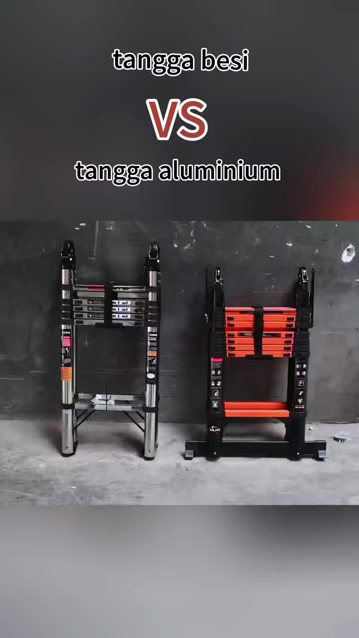 MLHY Tangga Lipat Aluminium Tangga Teleskopik 4.4m/5m/6.2m/8m Double Telescopic Ladder