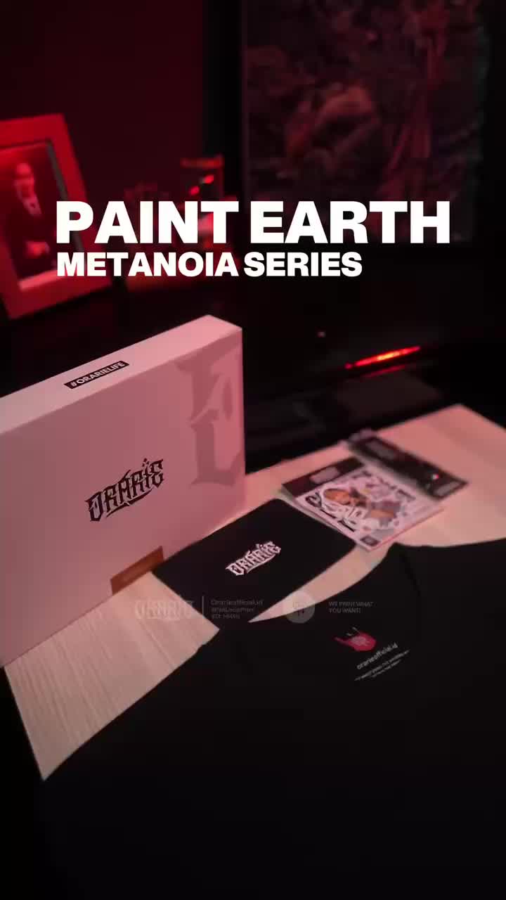 ORARIE Kaos Atasan Pria & Wanita Dewasa Hitam PAINT EARTH Metanoia Series Regular T-Shirt Katun Combed 24S Sablon Discharge Size M-4XL Baju Cowok Distro Oblong Lengan Pendek Keren Santai Polos