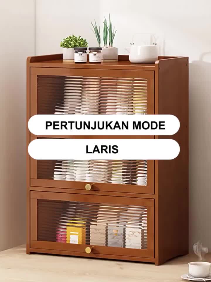 [DH]Kayu Rak Dapur Lemari Dapur Susun Serbaguna Minimalis Rak Piring Microwave Rak Bumbu Dapur