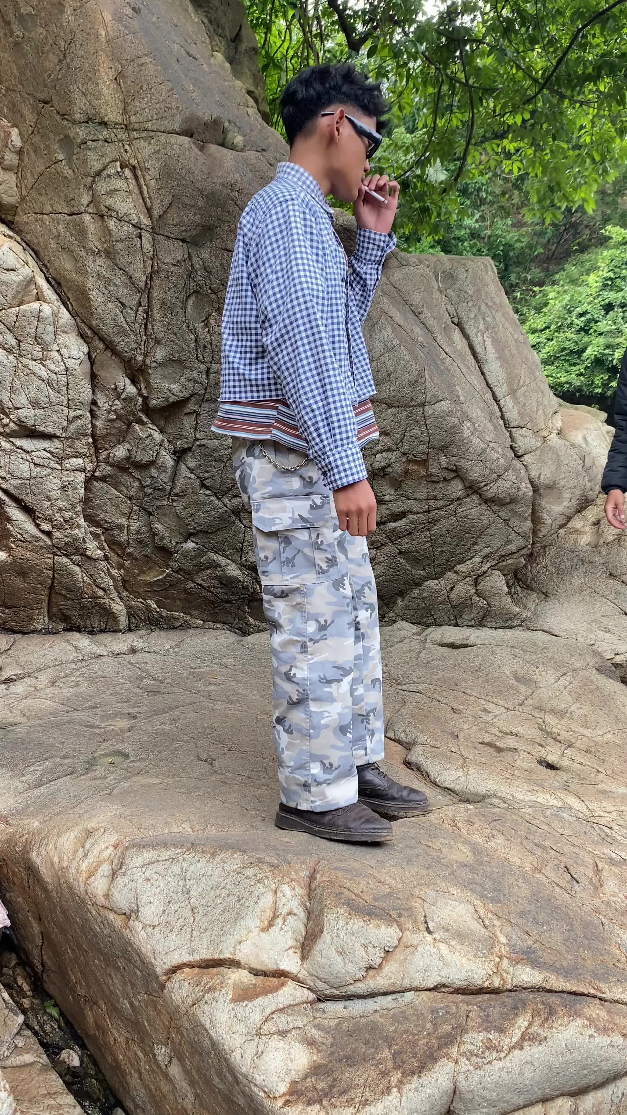 GARCIA- Celana Loreng Panjang Pria Carpenter / Cargo Pants Loreng / Carpenter Pants Loreng blue Baggy