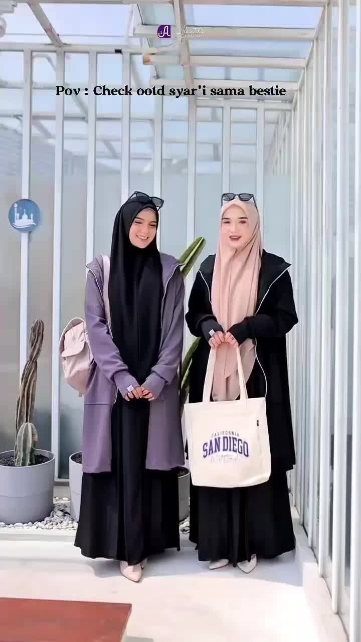 ZAHIRA Long Outer Premium by ALIETHA Jaket Wanita Muslimah Kekinian Bahan Zara Knit Full Resleting Depan
