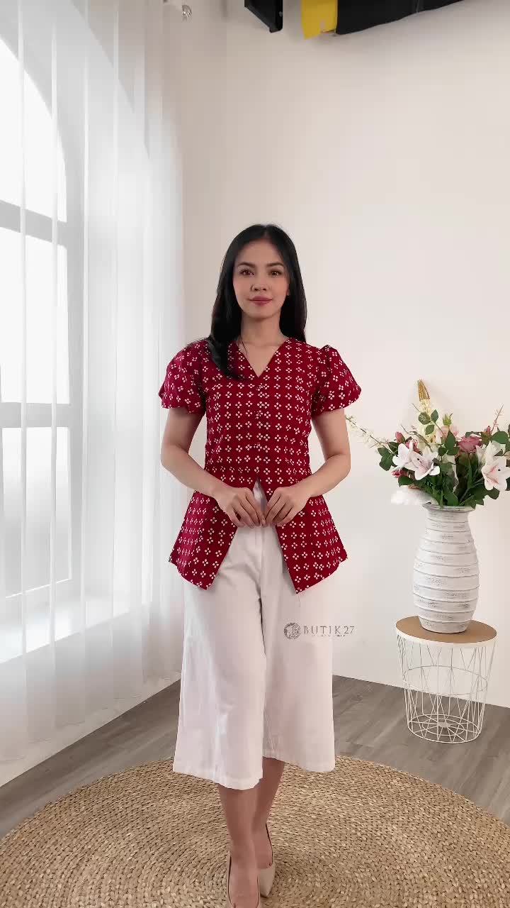 BUTIK27 - Kirana Blouse Batik Merah - Navy