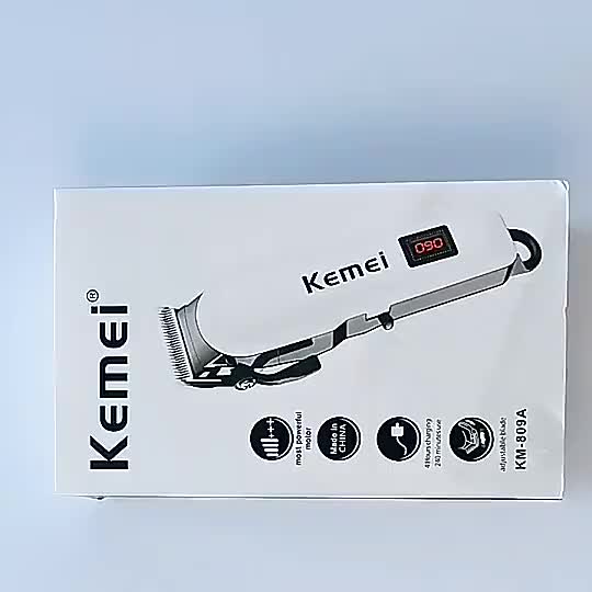Mesin Cukur Rambut Elektrik Kemei 809A LED baterai indikator Barbershop Set Stainless Gunting Sisir Kumis Brewok