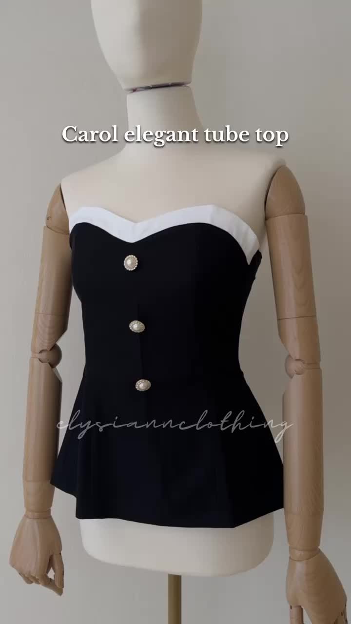 Carol Tube Top Elysiannclothing Atasan Wanita Tube Top Kemben Elegant Wear Classy Outfit  Hitam Simple semiwool  Dewasa