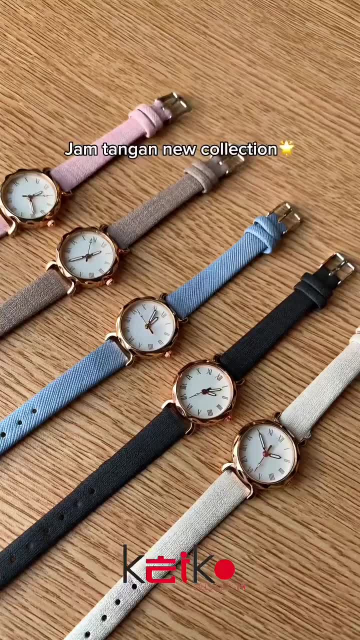 ANKL015 Jam Tangan Quartz Strap PU Analog Casual Gaya Retro Wanita Persegi Watch Korean Fashion Body Belimbing