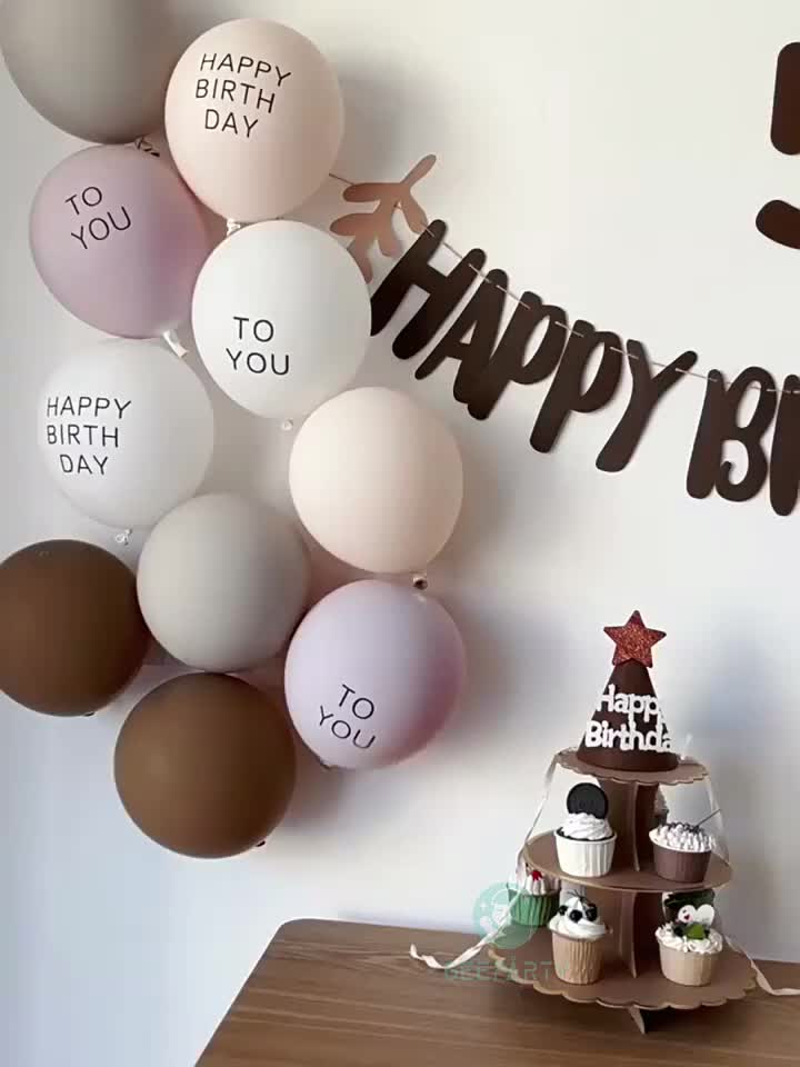 1 Set Spanduk Ulang Tahun Kopi Retro Daun Zaitun Coklat Spanduk Kain Felt  Untuk Perlengkapan Dekorasi Pesta