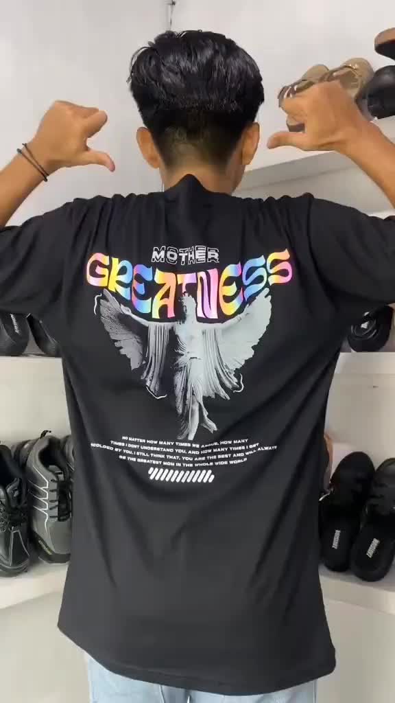 ZAVISION.LTD Kaos Distro Keren Sablon Reflective Rainbow Mother K-PREACH02 Unisex Cowok Cewek Dewasa Cotton Combed 24s Katun Nyaman Pendek Baju Garis Jepang Printing Variasi