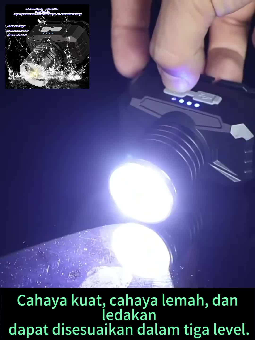 Sensor Cahaya Kuat Kuat Baru Sensor Cahaya Besar Sensor Cahaya Teleskopik Headlamp Cup Zoom Zoom Portabel Pemotretan Jarak Jauh Pemotretan Jarak Jauh USB yang Dapat Diisi Ulang Lampu Depan Memancing Malam