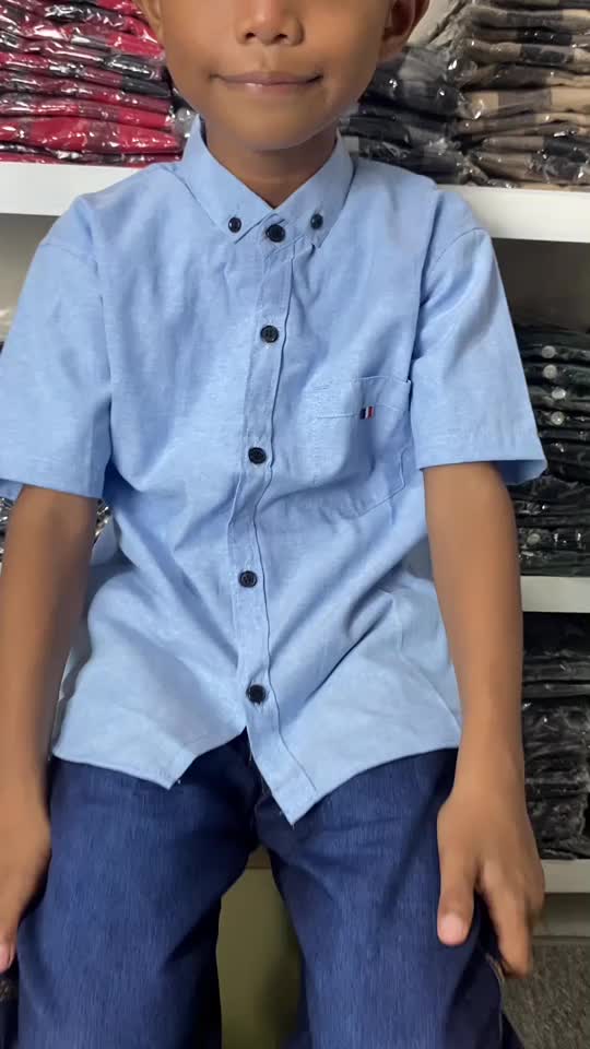 SETELAN ANAK kemeja hem polos dan celana jeans panjang laki-laki usia 2-10 tahun Baju kemeja Fashion Parsel