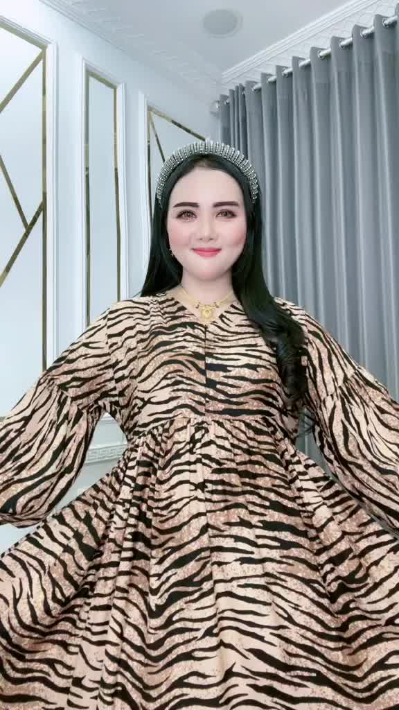 Dress Wanita INARA RESLETING Zebra Bahan Katun Rayon Ld 110-120 Pb 138 Busui Frendly