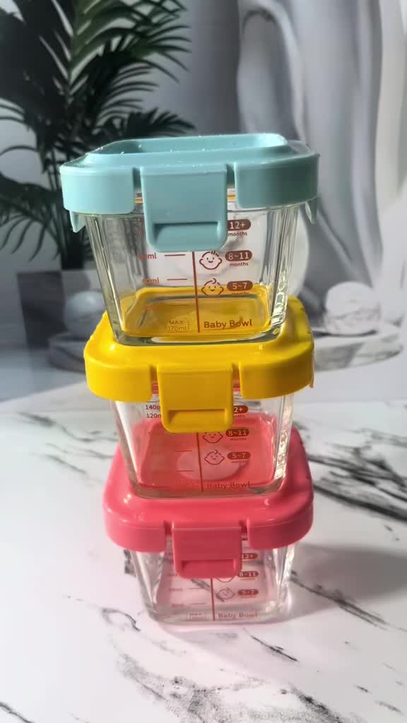 Momwell GFB01 3 IN 1 Tempat Mpasi Kaca Wadah Mpasi Kaca Penyimpanan Mpasi Glass Baby Food Container Boys Girls Children peralatan  mpasi lakoe  baby