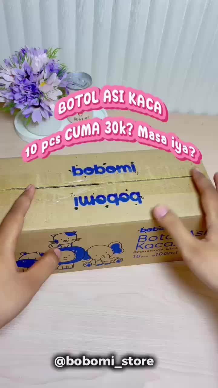 Set 10 PCS Botol Asi Kaca Bobomi Ukuran 100 Ml BPA Free Aman untuk Penyimpanan Asi Jus Jamu Morning Booster