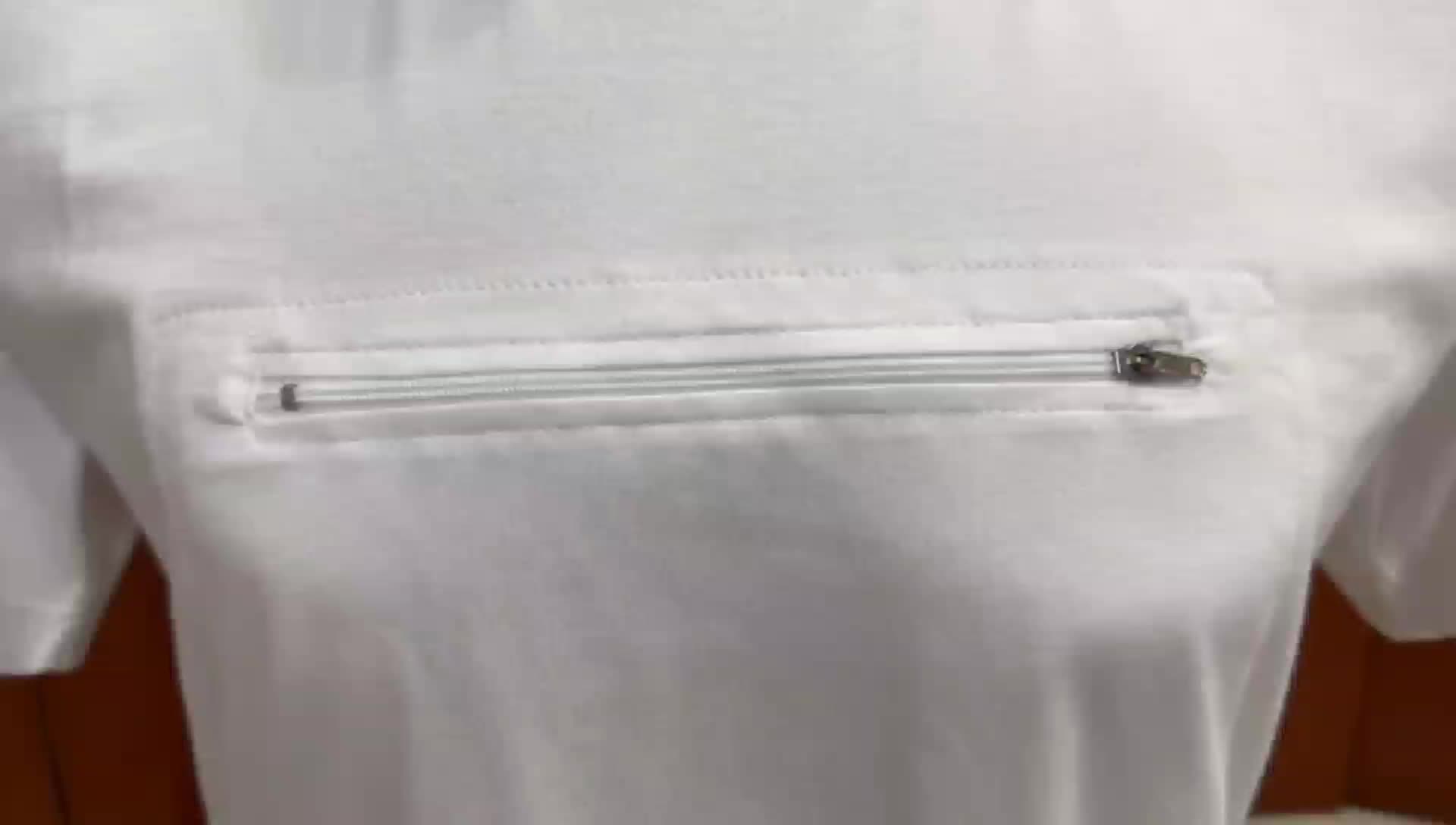 (Kain Tebal) Kaos Haji Umroh Pria Lengan Pendek Satu Saku Depan Resleting Atasan Putih Baju Muslim Dewasa Perlengkapan Haji Bahan Katun Lebih Kuat dan Halus