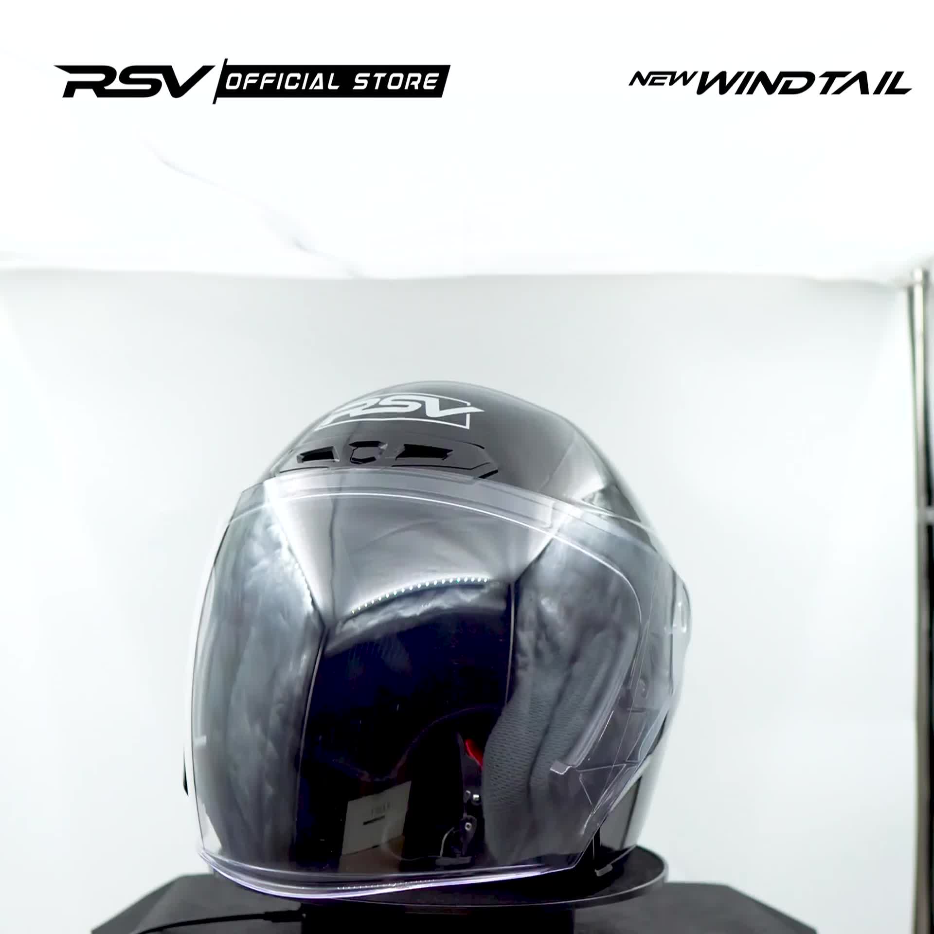 HELM Half Face RSV NEW WINDTAIL BLACK GLOSSY Motorcycle