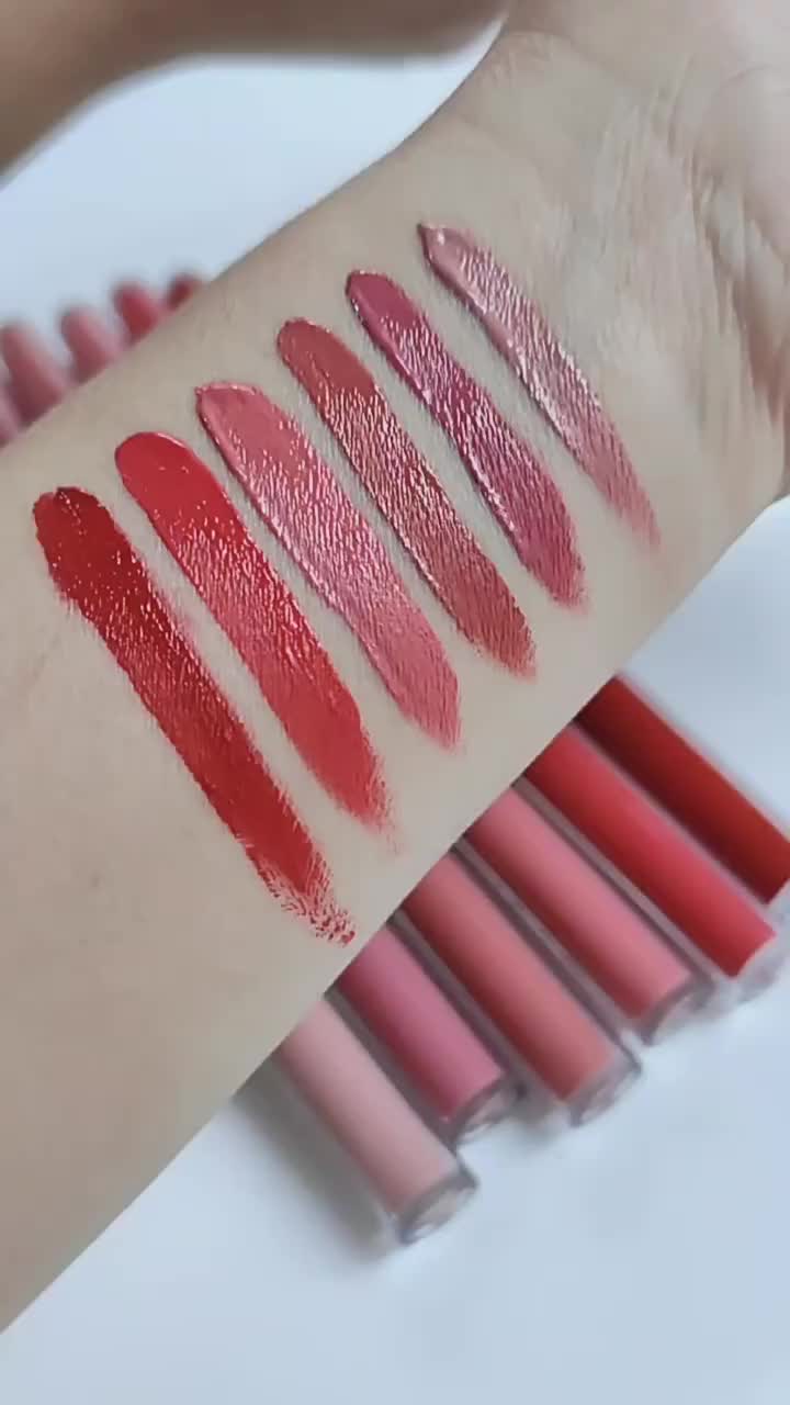 Lip Cream Matte Silk Colour Non-Fading Lipstick Liquid Gloss Nude and Bold Series 12 Warna