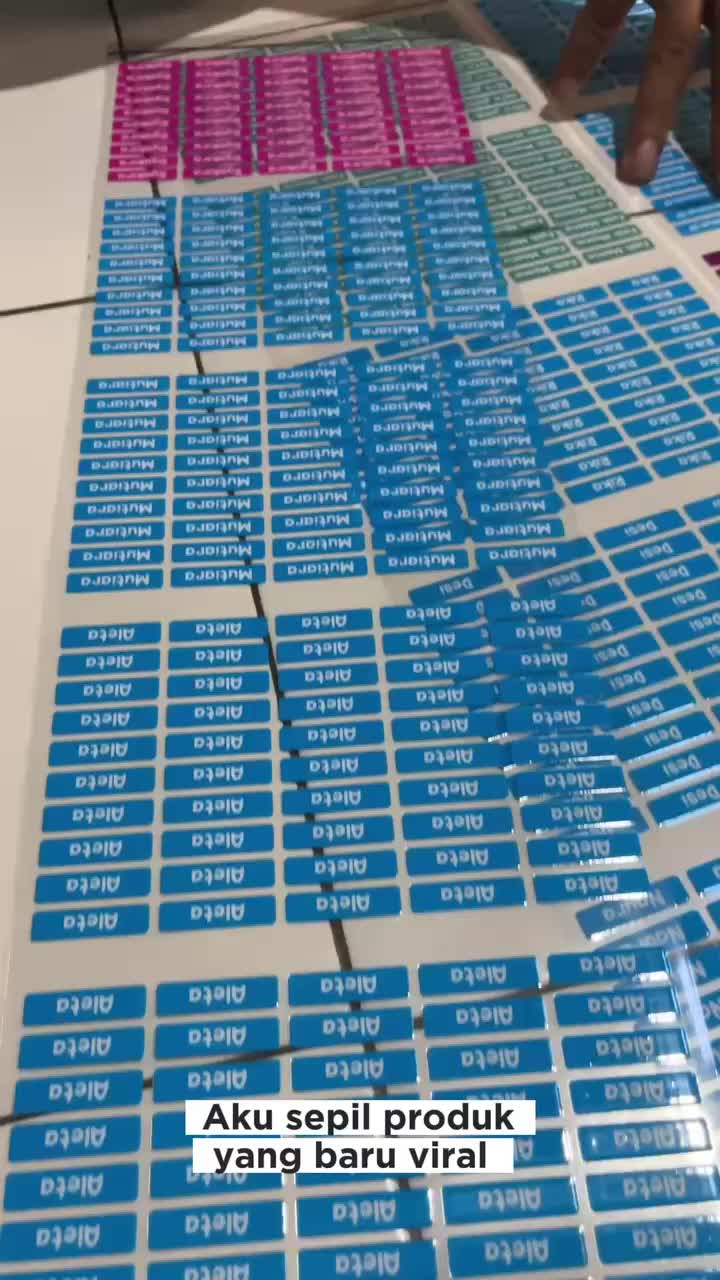 Sticker Perabotan Custom 100 PCS  Nama Piring Sendok Botol Gelas Perabotan timbul waterproof label Stiker
