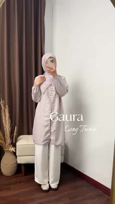Neva Style - Gaura Tunik Panjang Wanita Modis Motif Elegan Kancing Aktif Baju Muslimah Katun Modern Atasan / Tunik Casual Formal Long Dress / Motif Elegan Kancing Aktif Tunik Katun Fashionable