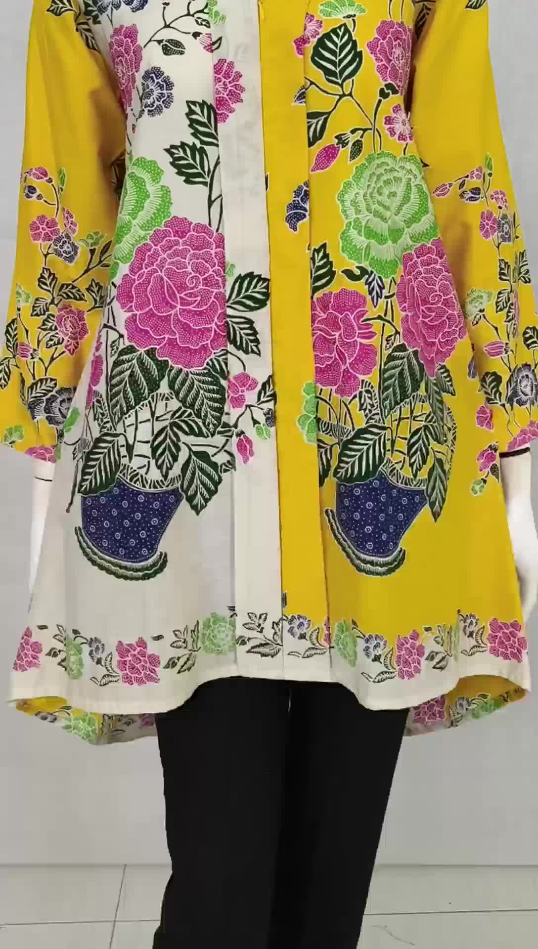 Atasan Wanita Batik Kembang Kembar Katun Printing Model Baju Casual