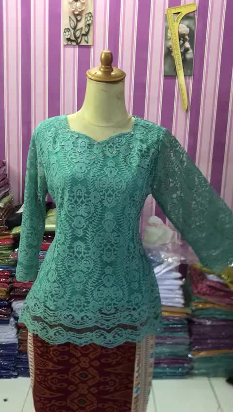 Atasan Kebaya Wanita Lengan Lurus Kekinian Premium Lapis Puring Lembut  Dress Renda Mewah Baju terakota