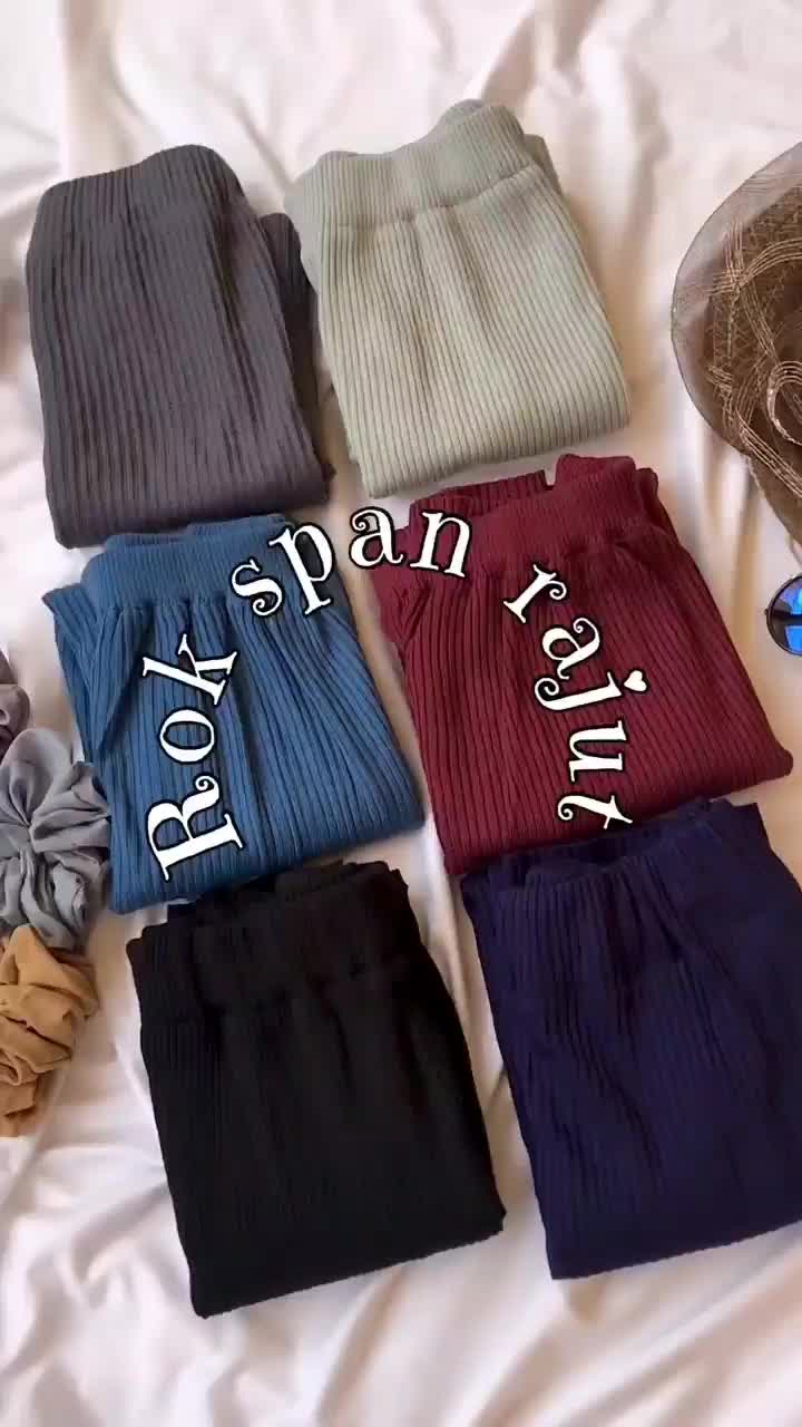 Rok Span Knit Lidi Slim Fitting Anak Skena Bahan Adem Tidak Nerawang - Hitam, Bawahan, Santai, Nyaman, Karet, Rajut, Panjang, Wanita, Mini, Pendek, Tebal