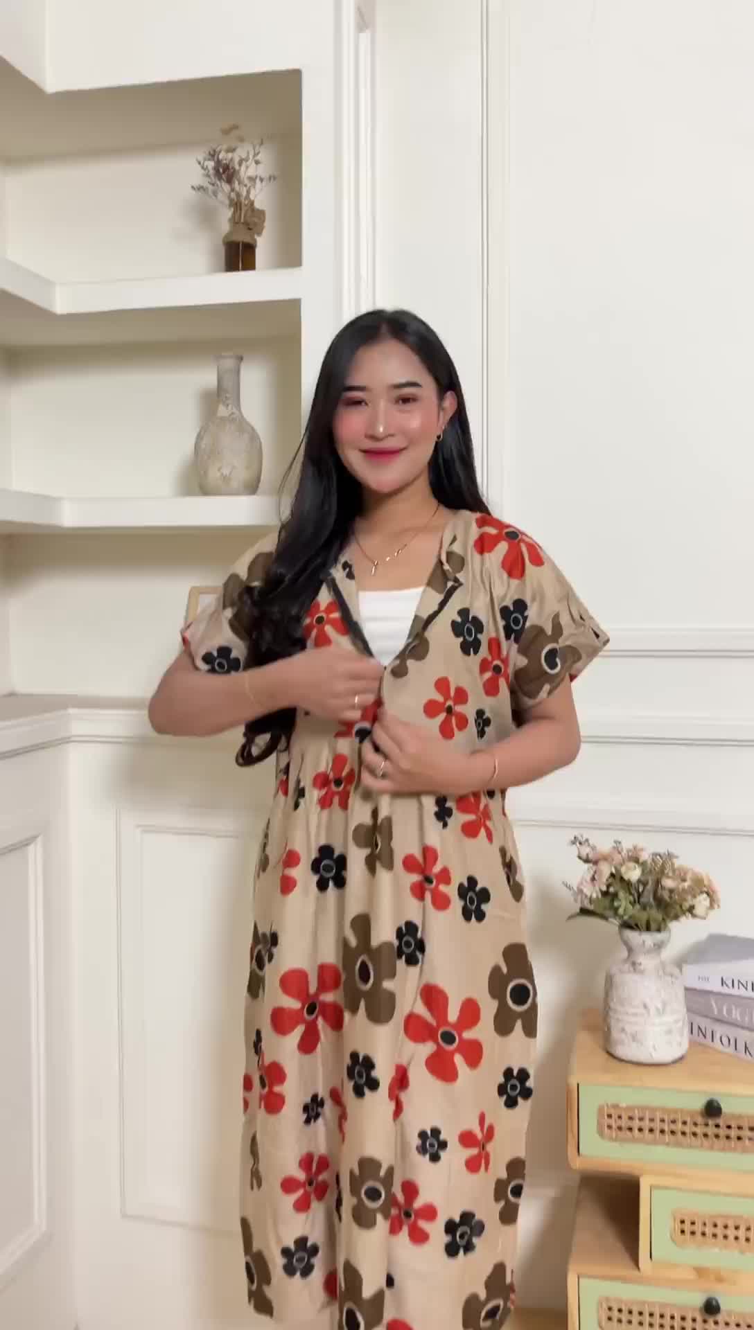 Daster chibi.Ld 120 cm bahan rayon halus.busui frenly motif bunga.cocok untuk Wanita Bumil