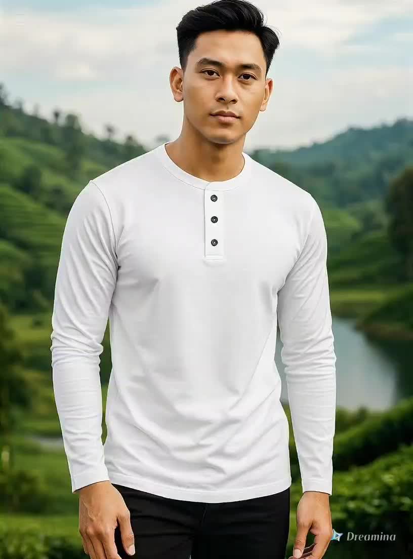 Kaos Polos Kancing / Kaos Polos Henley / Kaos Polos / lengan pajang pria / baju kaos kancing depan Panjang Distro Kerah Oblong  Pendek Hitam Dewasa Cowok