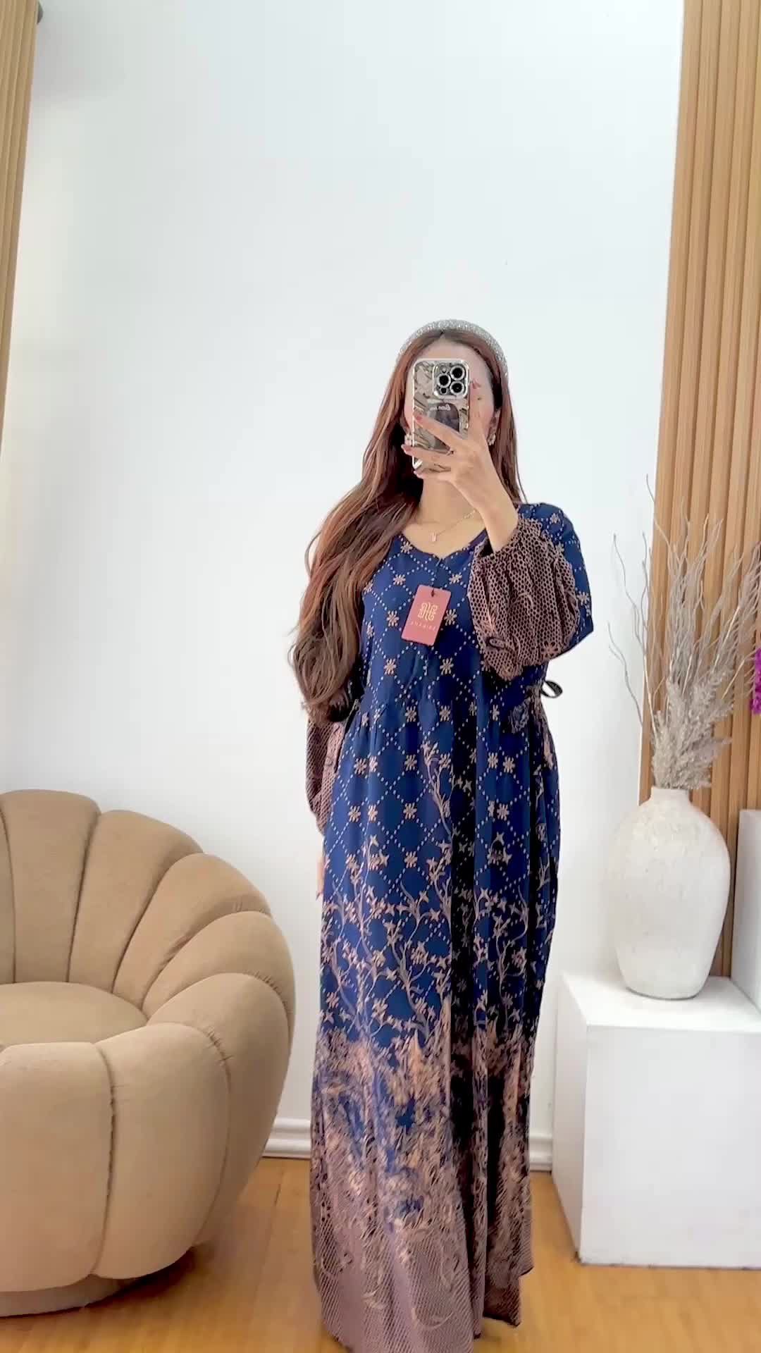 Davina Gamis Chibi Dress Wanita Rayon Tebal Busui Lengan Panjang Homedress Batik Adem Nyaman Bisa Cod