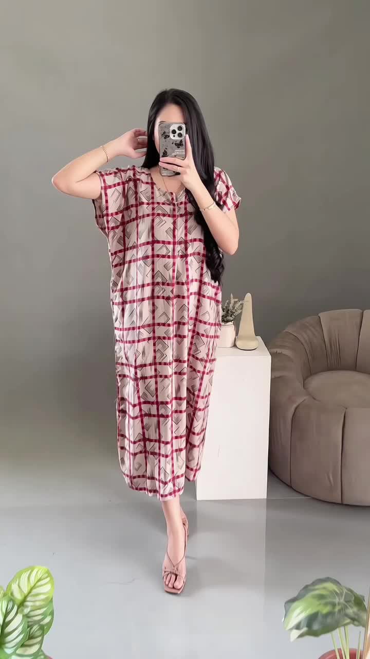 Daster Midi Motif Home Series LD 120 Rayon Premium Busui Nyaman Adem