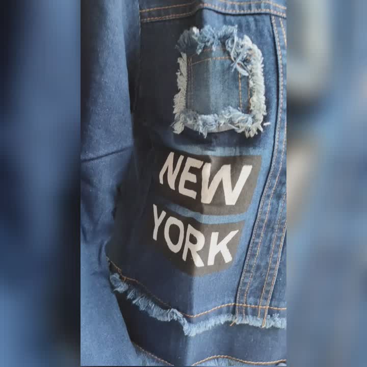 Jaket Jeans Atasan Wanita Model Rumbai Rawis Denim Sablon Terbaru Keren Cantik Semi Crop Cewek Lengan Panjang
