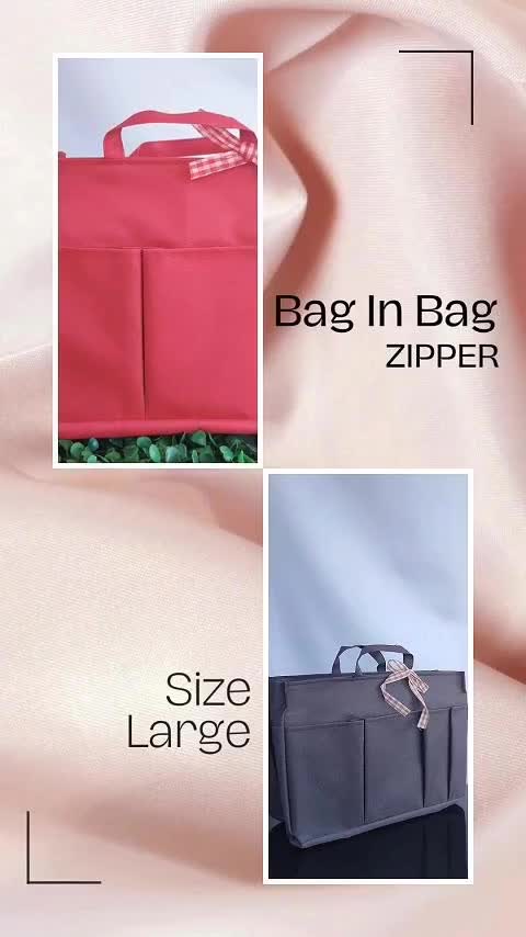 Zipper Bag In Bag Organizer Retsleting Penata Tas Hand Bag Hitam