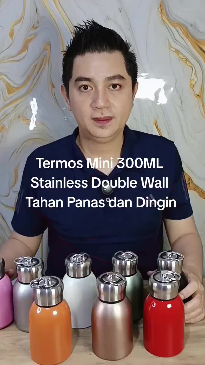 Termos Kopi Mini baja tahan karat Botol Minum Termos Mini 300ml Tahan Panas dan Dingin Anti Tumpah  Vacuum Flask Tahan Sampai 12 jam