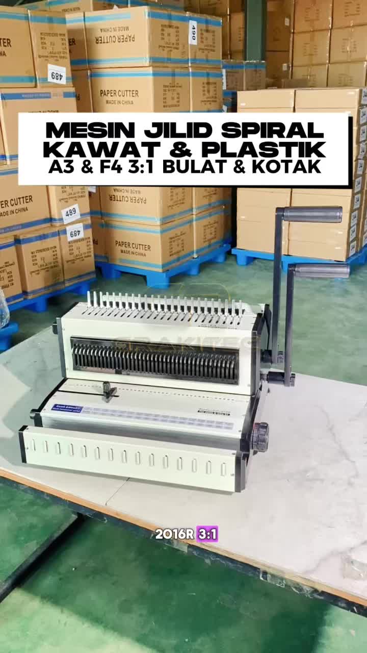 Grakitec Mesin Jilid Spiral CW2016R Kombinasi Kawat 3:1 Bulat  & Jilid SPiral Plastik Premium GRAKITEC Bisa Untuk Kalender Buku Dan Lain nya
